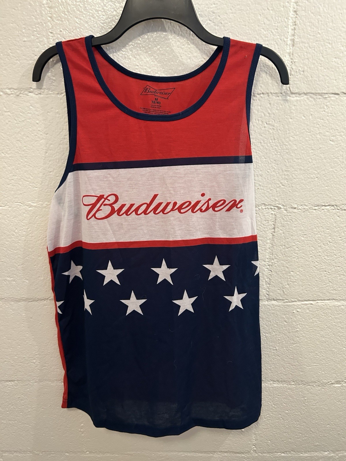 Anheuser-Busch Budweiser Beer Red White & Blue American Flag USA Tank Top Tshirt gallery