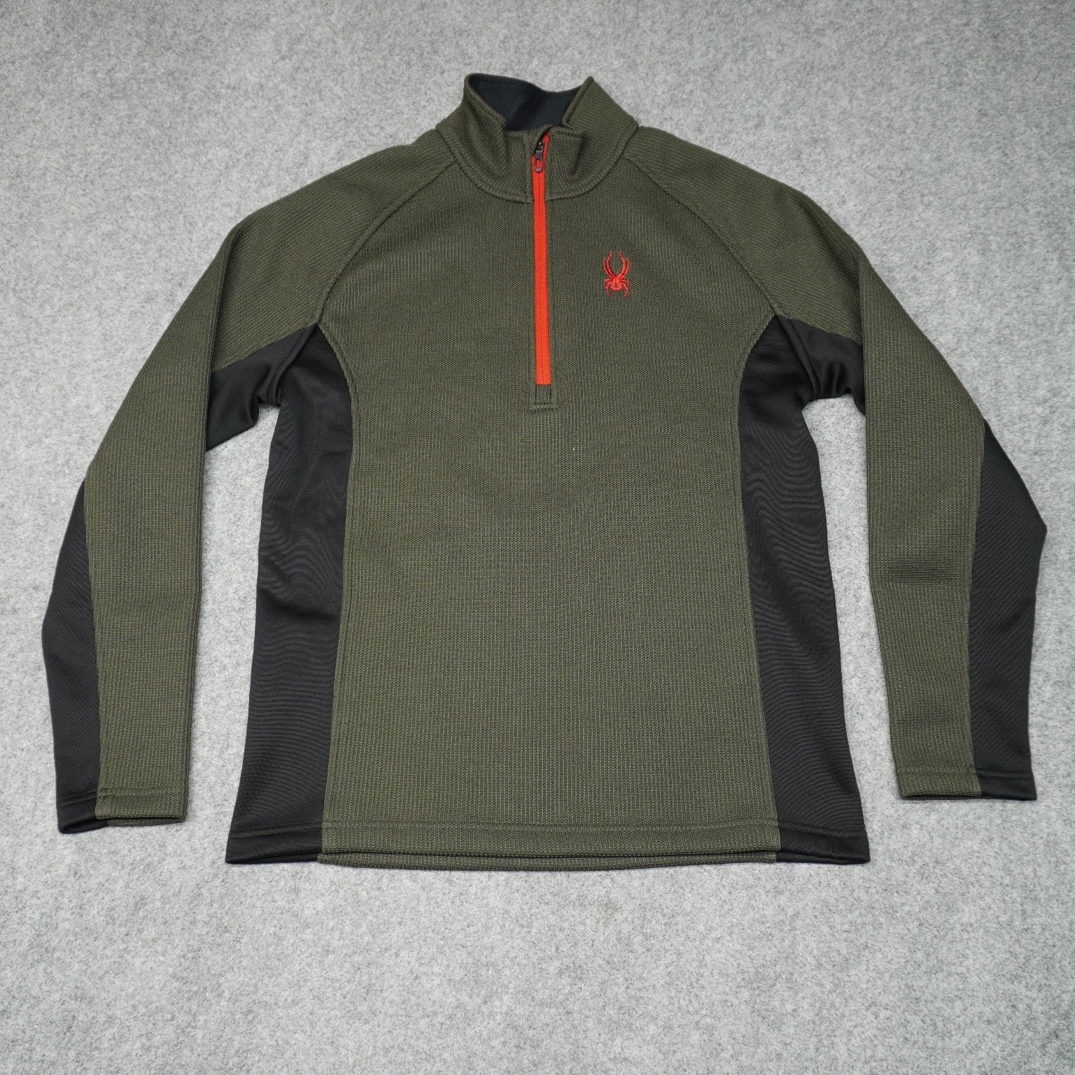 Spyder Men's Activewear Top M Olive Green Black Red 1/4 Zip Polyester gallery