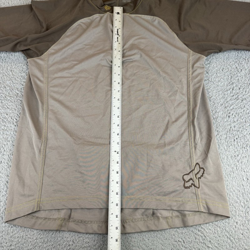 Fox Racing Mens MTB Cycling Jersey Pullover Lg Brown 1/4 Zip Performance Y2k gallery