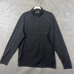 Terramar Climasense Merino Wool Blend Shirt Mens Sz L Black Baselayer Zip Pocket