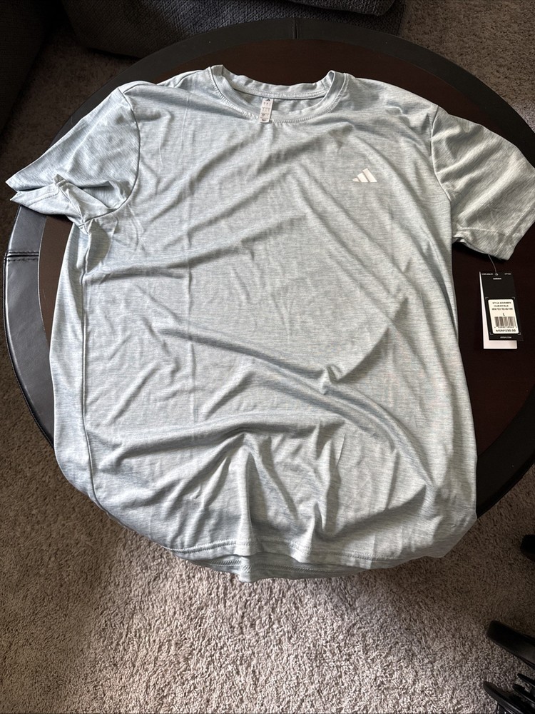 Adidas Men’s Lightweight Breathable Soft Golf Tech Tee Heather Baby BLUE Size L