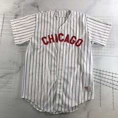 Vintage Chicago Cubs Baseball Jersey Mens XL Pinstripe Button Cliff Keen USA