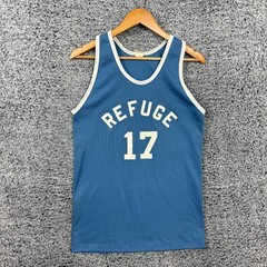 Vintage 70s 80s Jersey Adult Medium 38-40 Refuge #17 Basketball Beach Summer