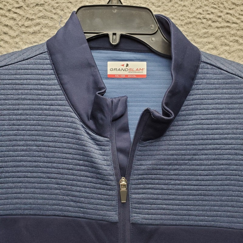 Grand Slam Golf Performance Pullover Men 2XL Blue Activewear Long Sleeve 1/4 Zip gallery