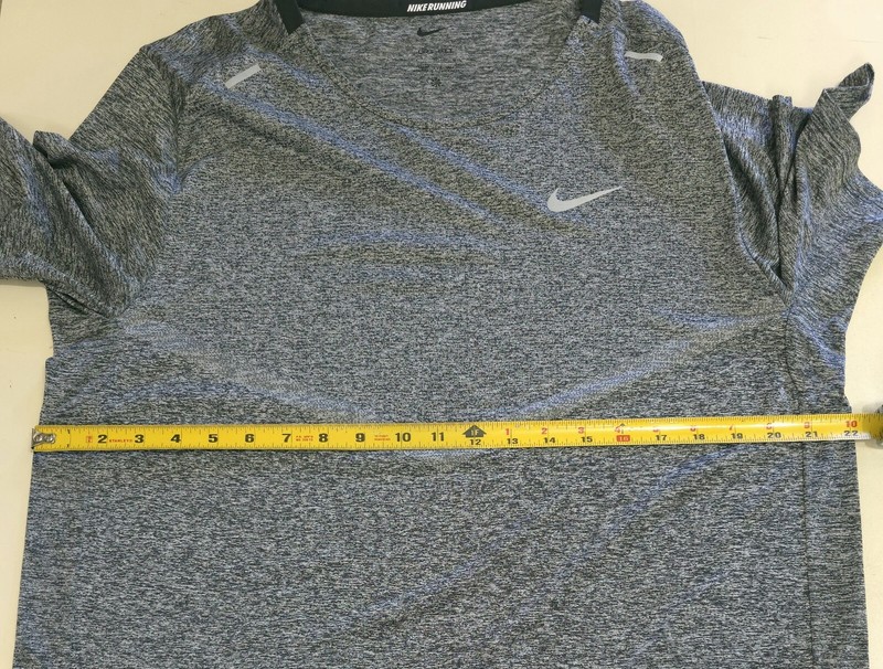 NikeRunning Navy Blue/ Gray Heather Reflective Activewear S/s Shirt Top Sz L gallery