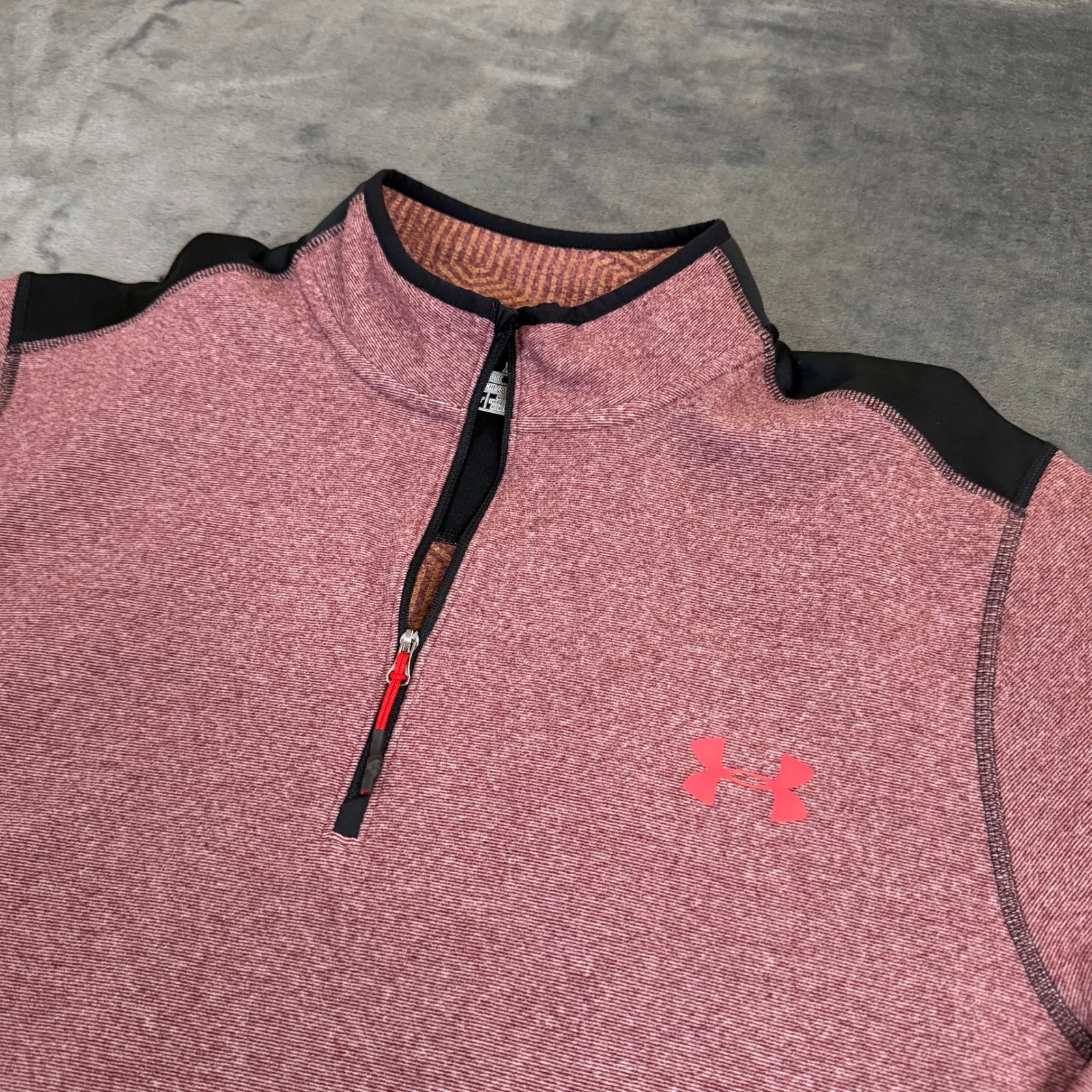 Under Armour ColdGear Infrared Pullover Mens XL Maroon Quarter Zip Loose Fit gallery