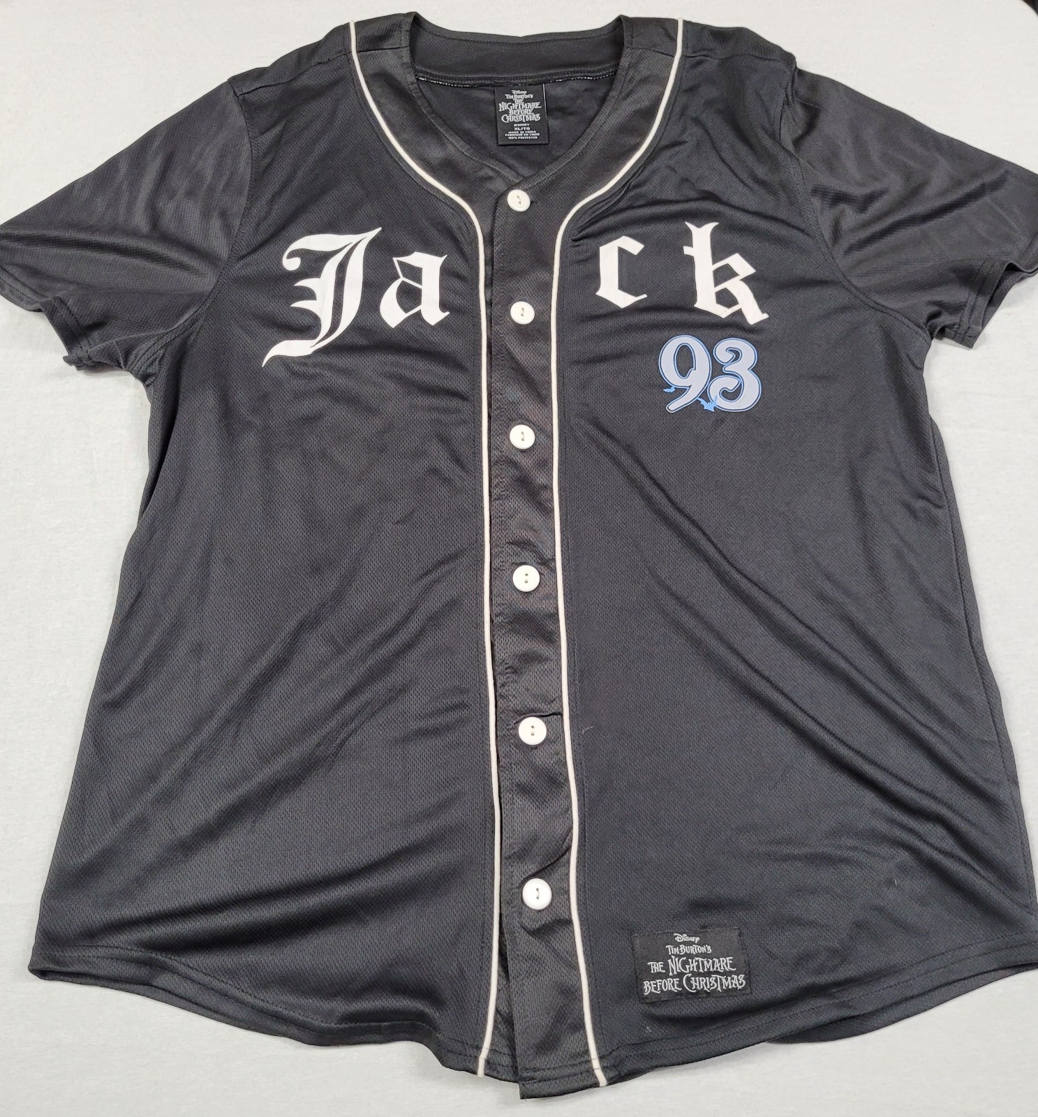 Disney The Nightmare Before Christmas Jack Skellington Baseball Jersey Mens XL gallery