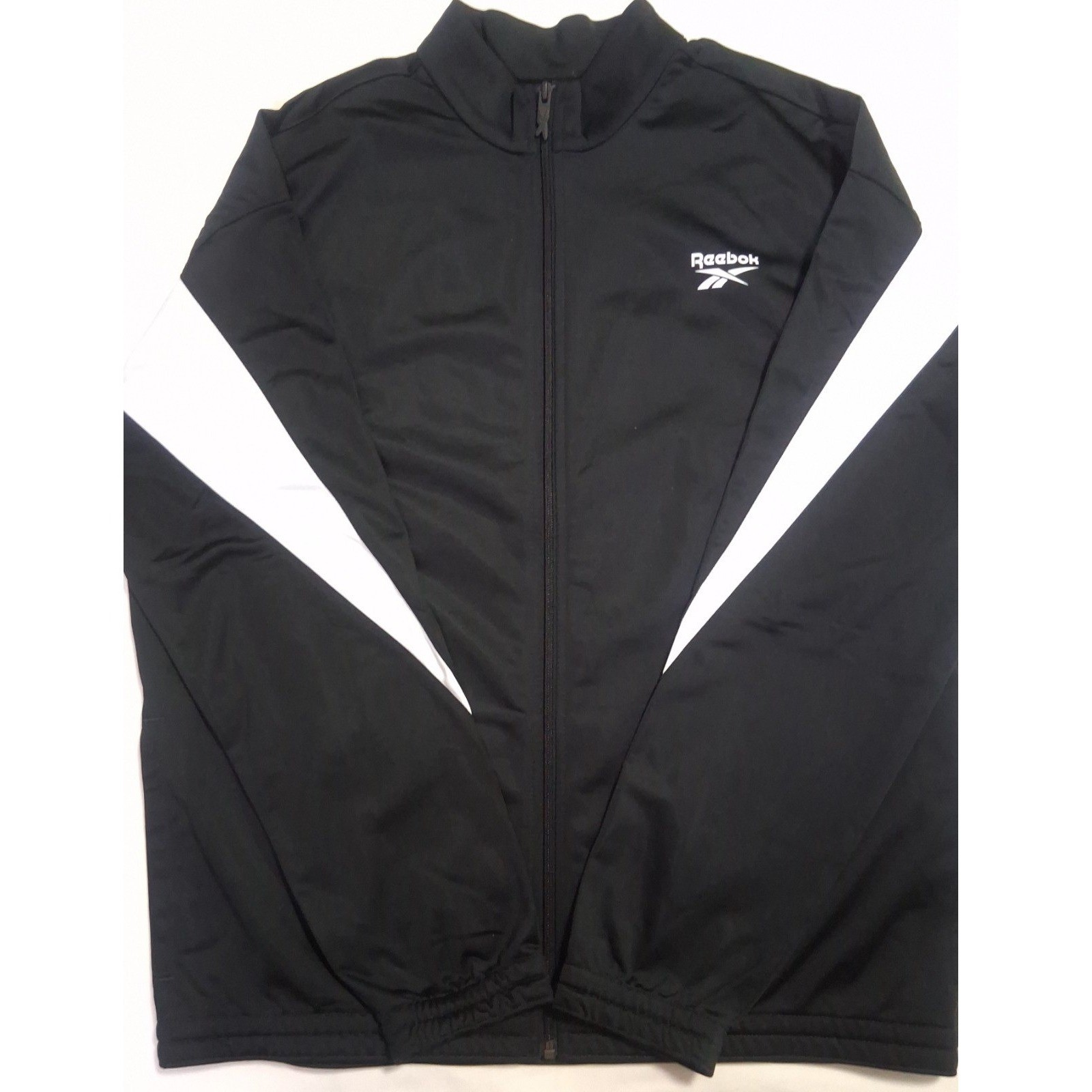 Reebok Men's RI Vector Knit Track Top, Black and White, Size Med gallery