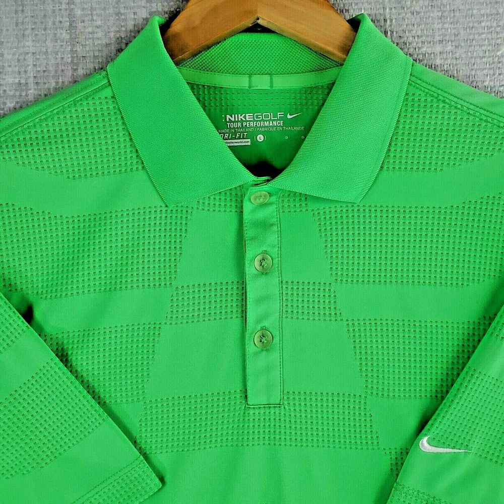 NIKE TOUR PERFORMANCE Size Large Vented Perforated Mens Light Green Polo Shirt