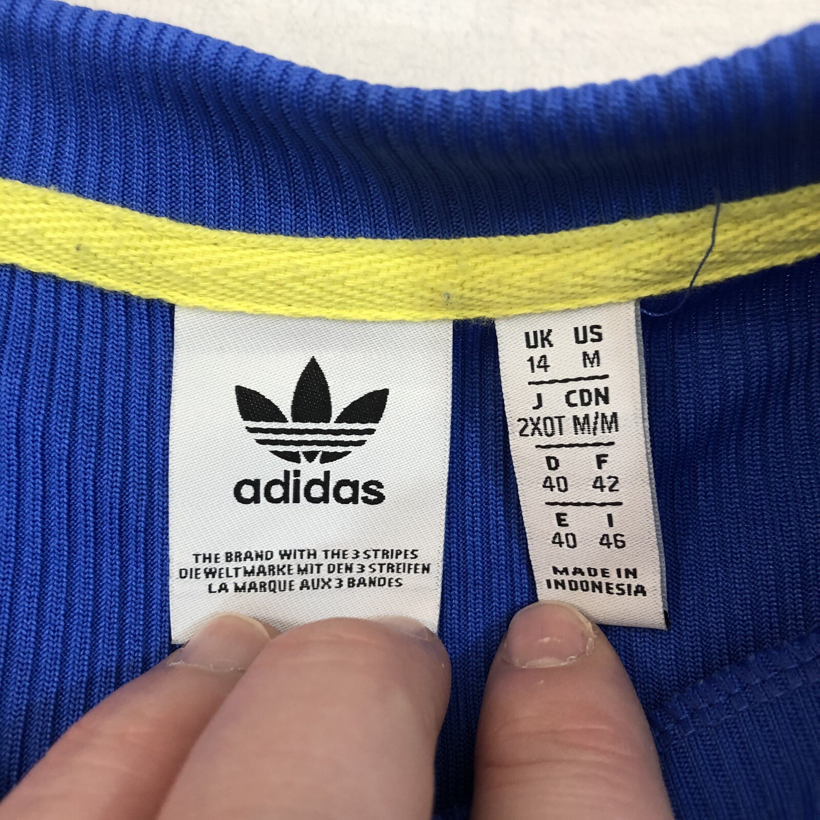 Adidas Original Trefoil Blue Ribbed Short Sleeve Athletic Shirt Mens Size M Tall gallery