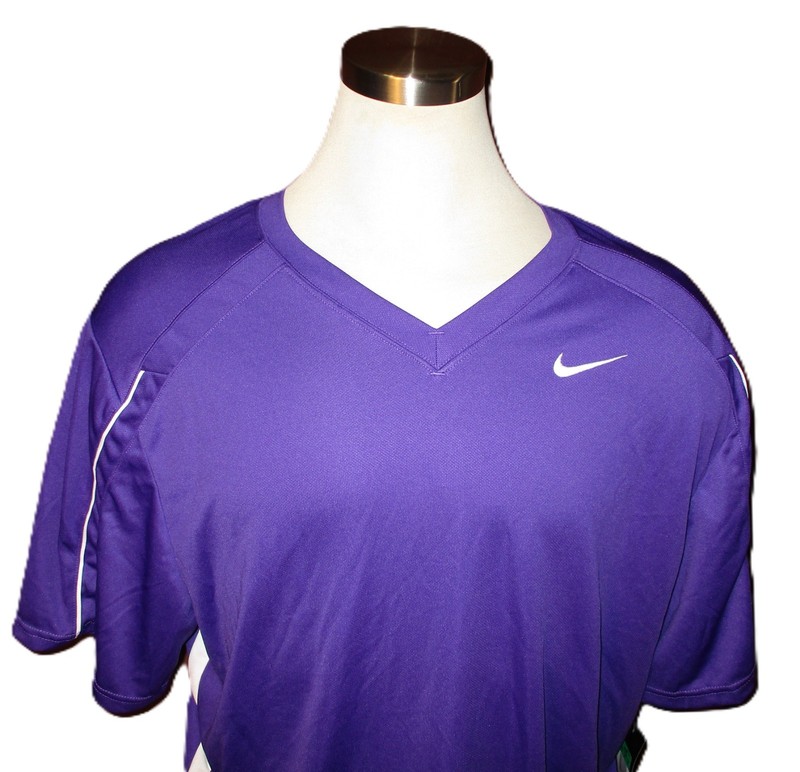 Nike Lacrosse Dri-Fit V-Neck Shirt, Polyester, Purple, Size XL, New, Reg $40 gallery