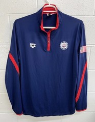 Arena USA Swim Team Pool Side Warmup1/2 Zip Tech LS Shirt Jacket / Size XXL