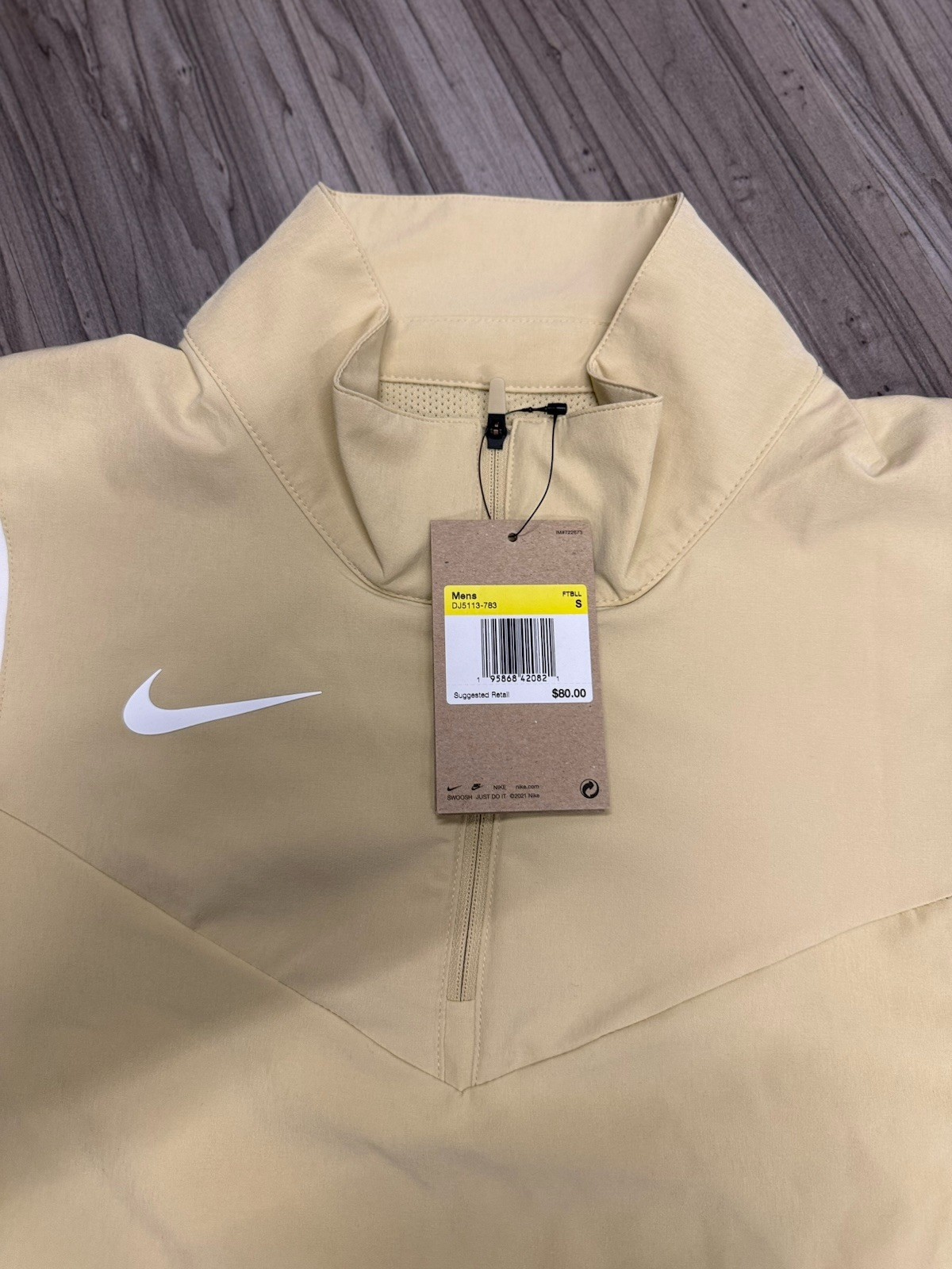 Nike Coach 1/4 Zip Pullover Short Sleeve Beige DJ5113-783 size S gallery