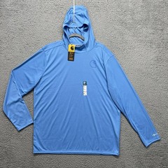 Carhartt Hoodie Shirt Mens XL Blue Force Sun Defender Relaxed Logo UPF 50+