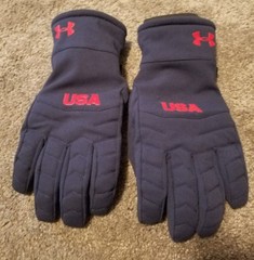 NEW UNDER ARMOUR RED BLUE UNITED STATES USA OLYMPICS ATHLETE WINTER GLOVES COLD