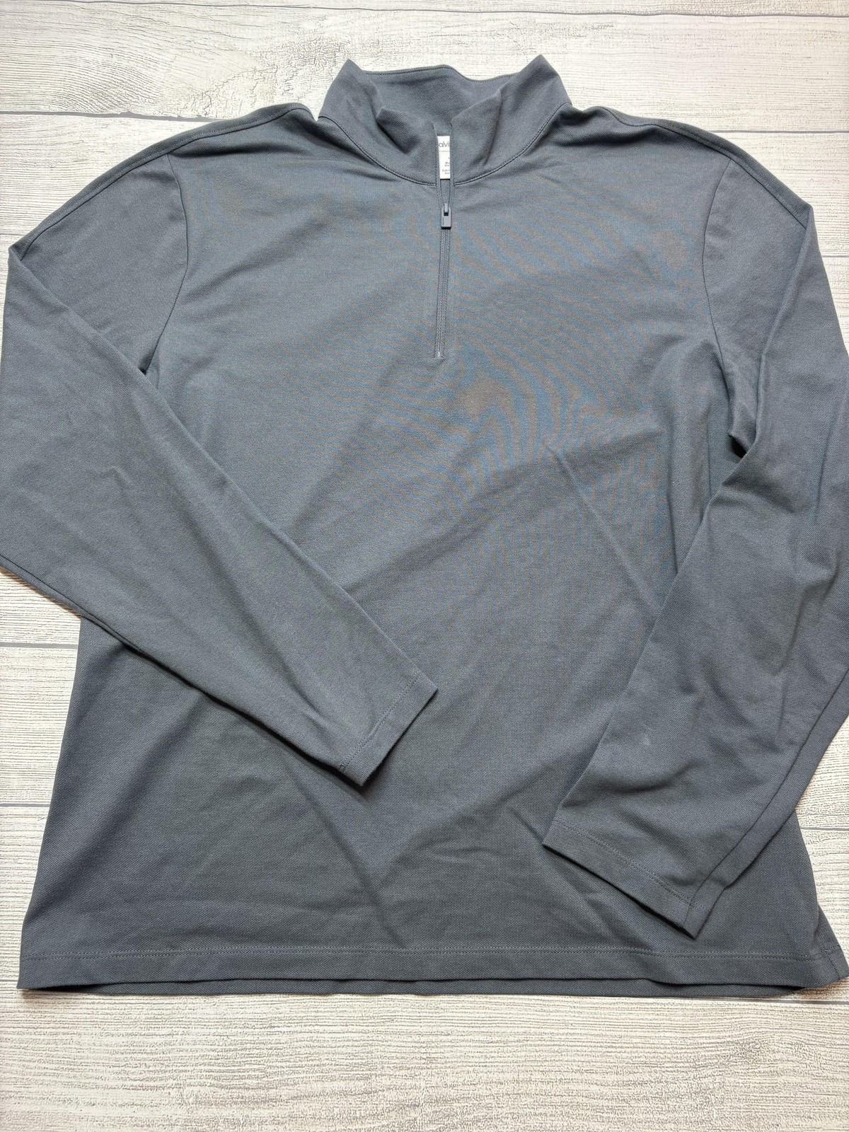 Calvin Klein Pullover Mens Large Gray Long Sleeve 1/4 Zip Mock Neck Top gallery