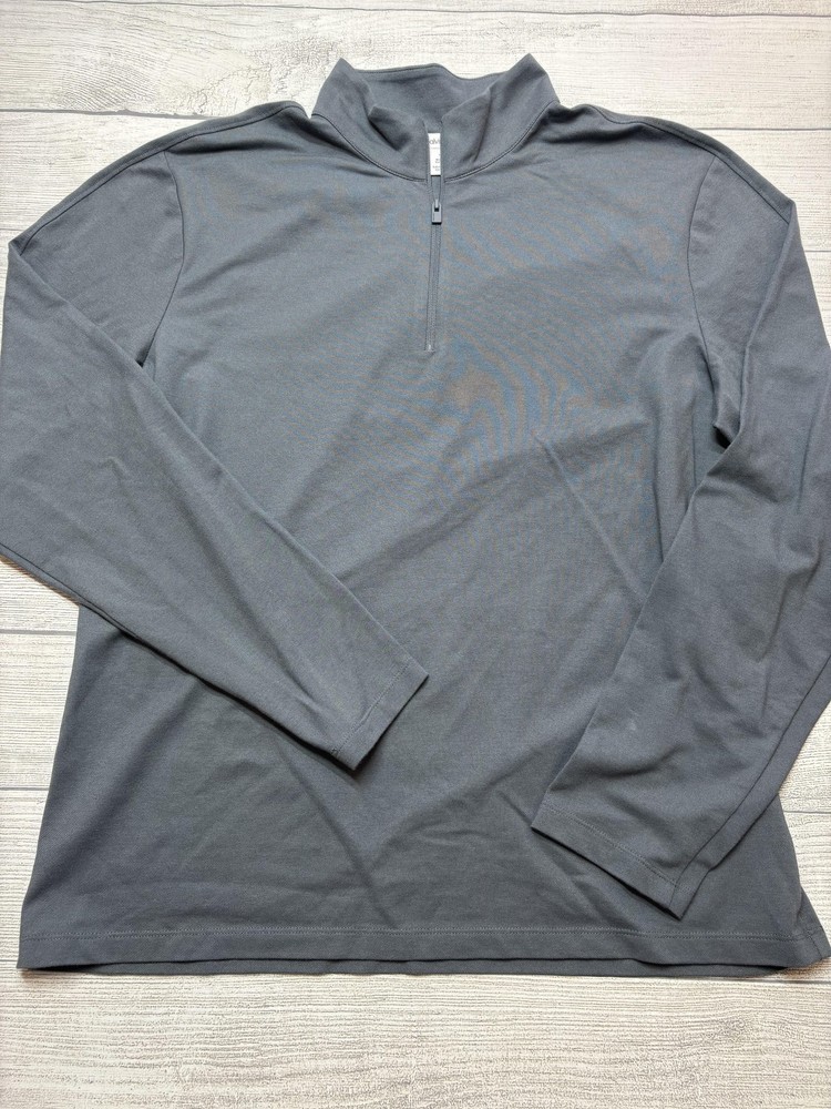 Calvin Klein Pullover Mens Large Gray Long Sleeve 1/4 Zip Mock Neck Top