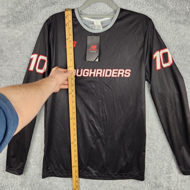 New Balance Roughriders Shirt Mens Medium Black Long Sleeve Jersey 10 Graphic gallery