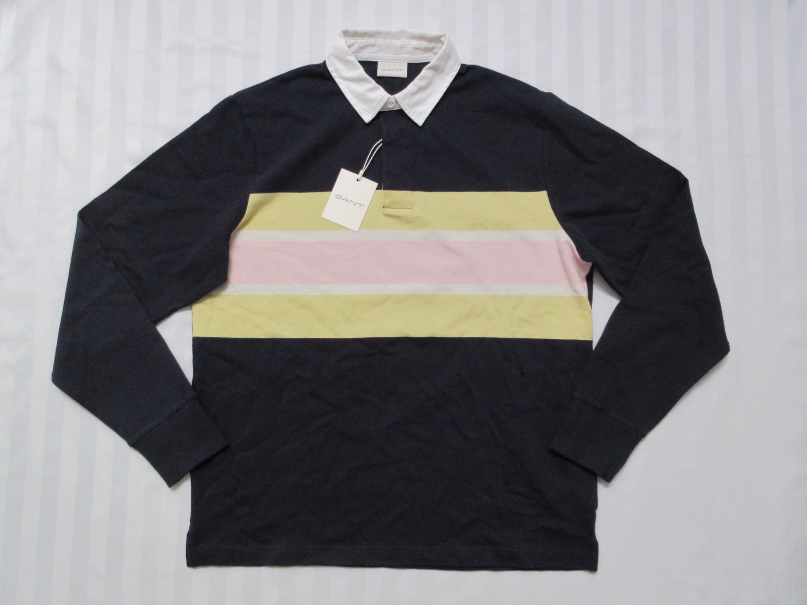 GANT Men's Dark Blue Striped Rugby Shirt 2005114 Size L gallery