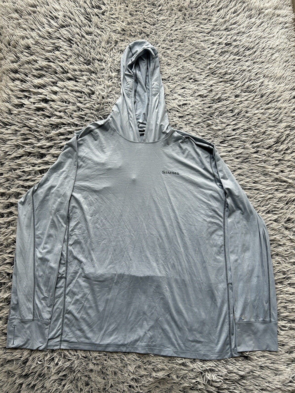 Simms SolarFlex Hoody Mens 2XL Blue Fishing Long Sleeve UPF 50 Performance Shirt gallery