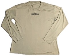 Barbell Apparel Long Sleeve Performance Shirt Mens L Beige Gym Athletic Tee