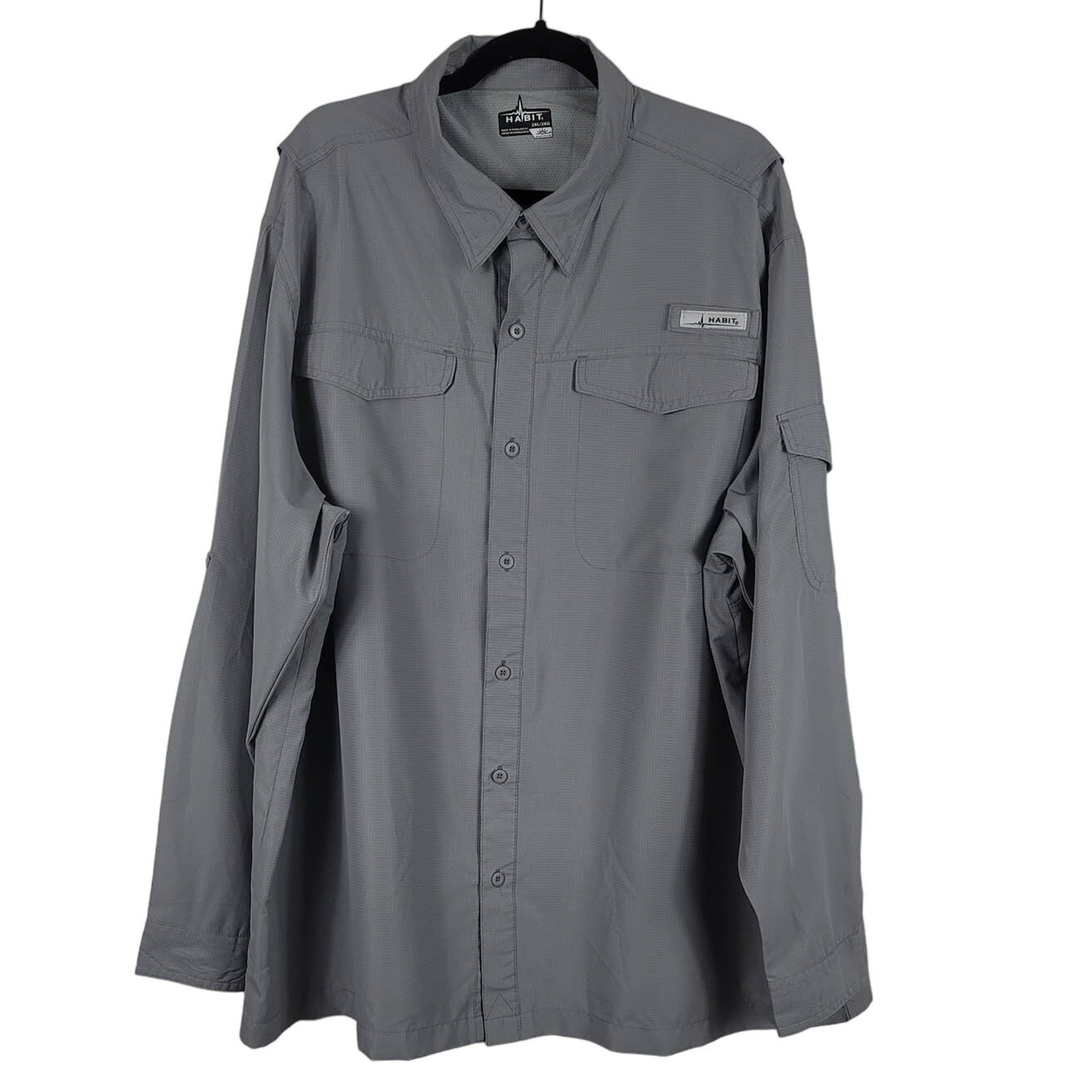 Habit Men's Gray Rip Stop Fabric 40+ Solar Factor Long Sleeve Top 2X gallery