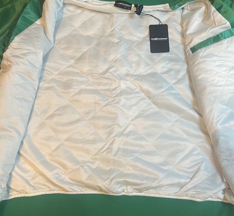 Jon & Vinny’s The Hundreds Collab Green Satin Bomber Jacket NWT $160 Retail Rare gallery
