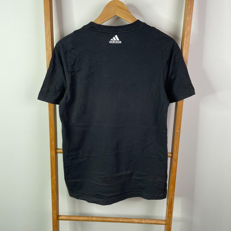 Adidas Essentials Shirt Mens Small Black Big Logo Print Short Sleeve Crew Neck gallery