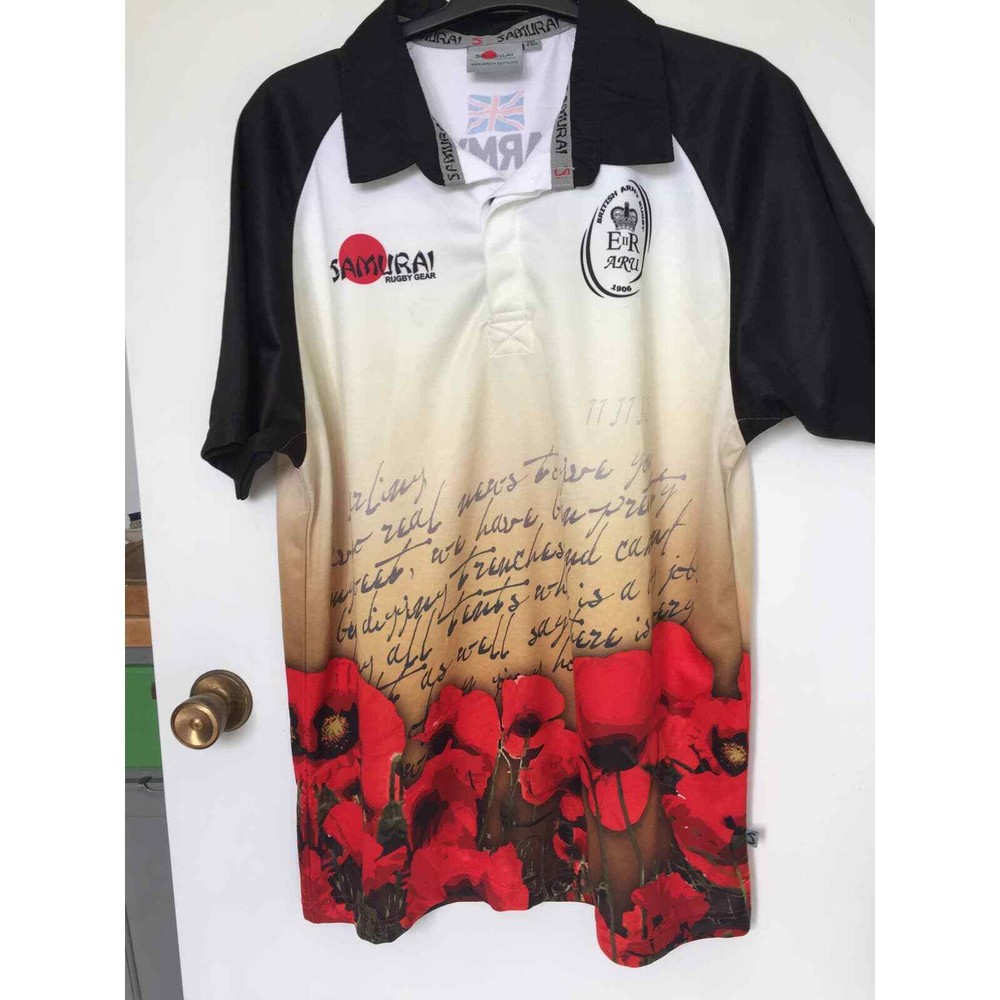 SAMURAI BRITISH ARMY 'LETTERS HOME' POPPY RUGBY SHIRT 2013