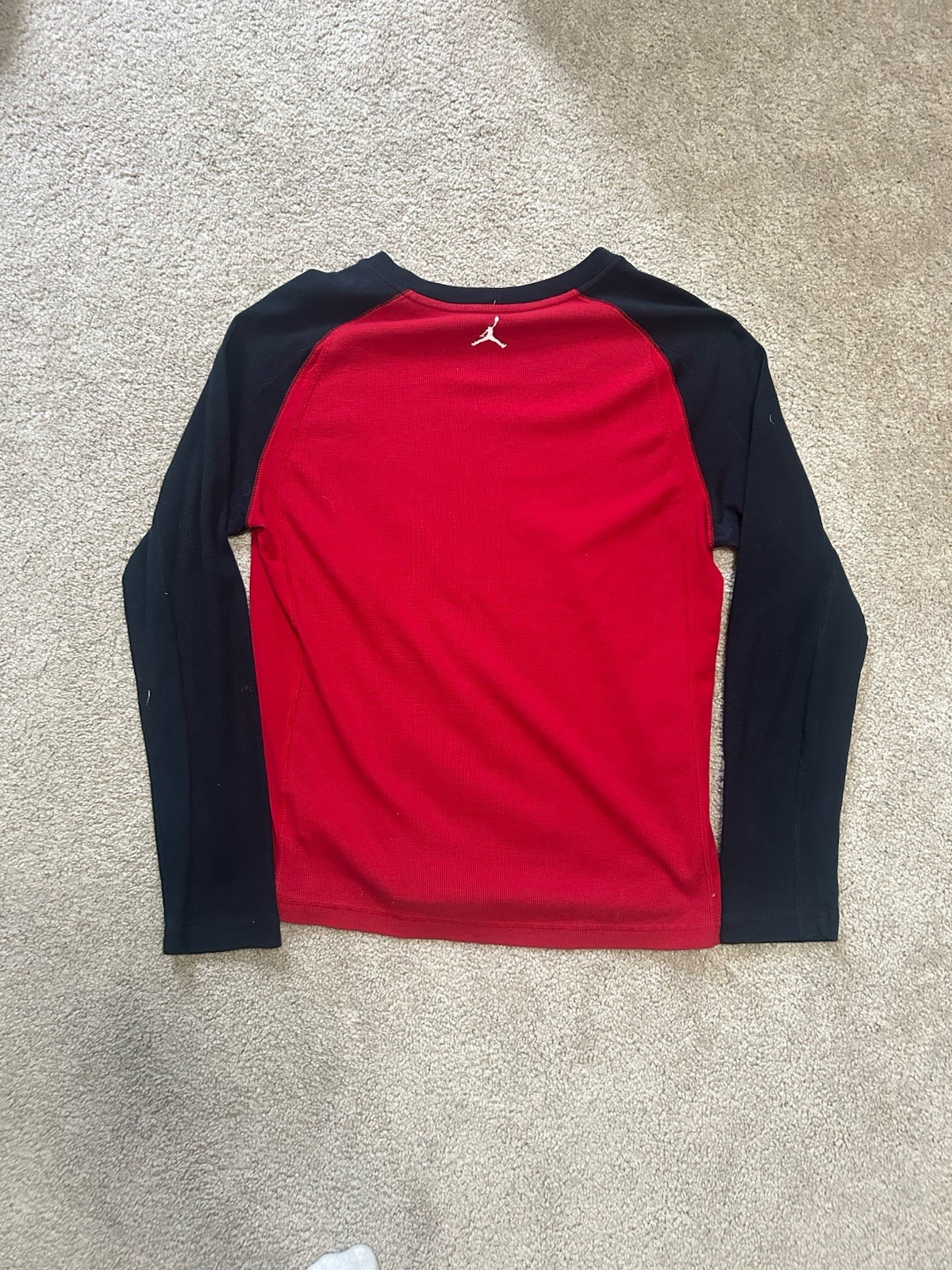 Jordan Men’s L Red/Black Colorblock Raglan Long Sleeve Crew Tee Logo gallery