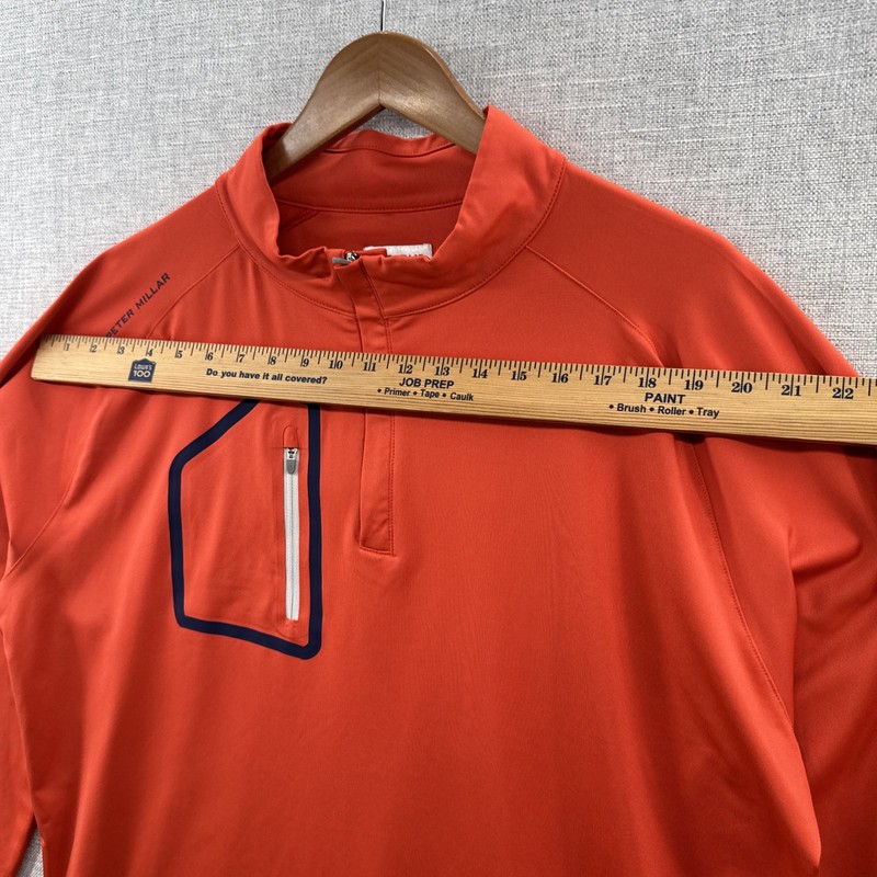 Peter Millar Forge Performance Pullover XL Orange 1/4 Zip Stretch Pocket Golf gallery