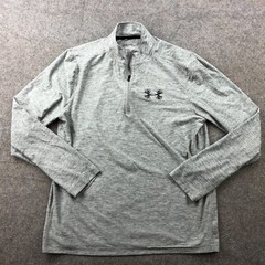 Under Armour Pullover Men Large Gray 1/4 Zip Gym Workout Fitted Coldgear