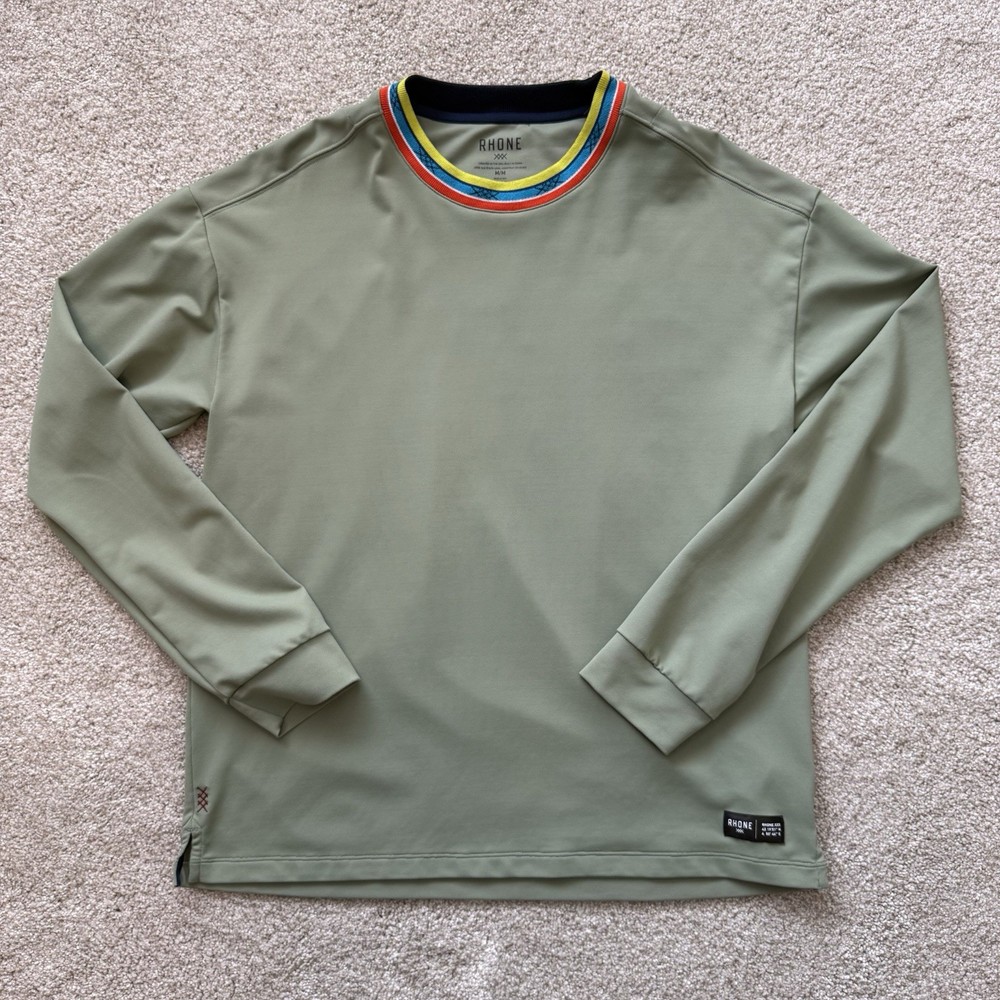 Rhone Retro Session Mock Neck Lightweight Insulating Midlayer Green Men’s Medium