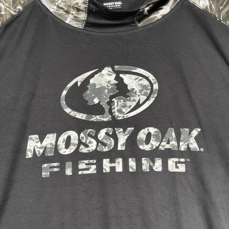 Mossy Oak Long Sleeve Hooded Performance Fishing Shirt Mens XL Black Gray gallery