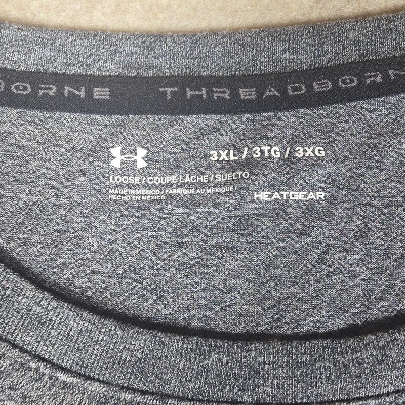 Under Armour HeatGear Loose Fit Gray Crew Neck Polyester Tee Men’s 3XL gallery