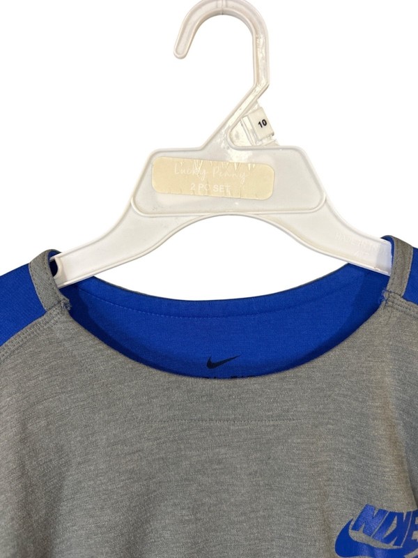 Nike Men's Medium Dri-Fit Baseball Raglan 3/4 Sleeve Shirt Gray & Blue GUC gallery