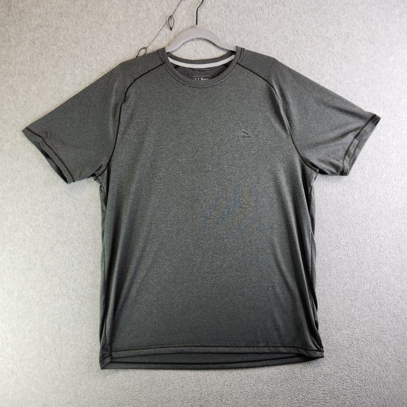 LL Bean Shirt Mens L Tall Gray Slightly Fitted Performance Set Workout Camping gallery