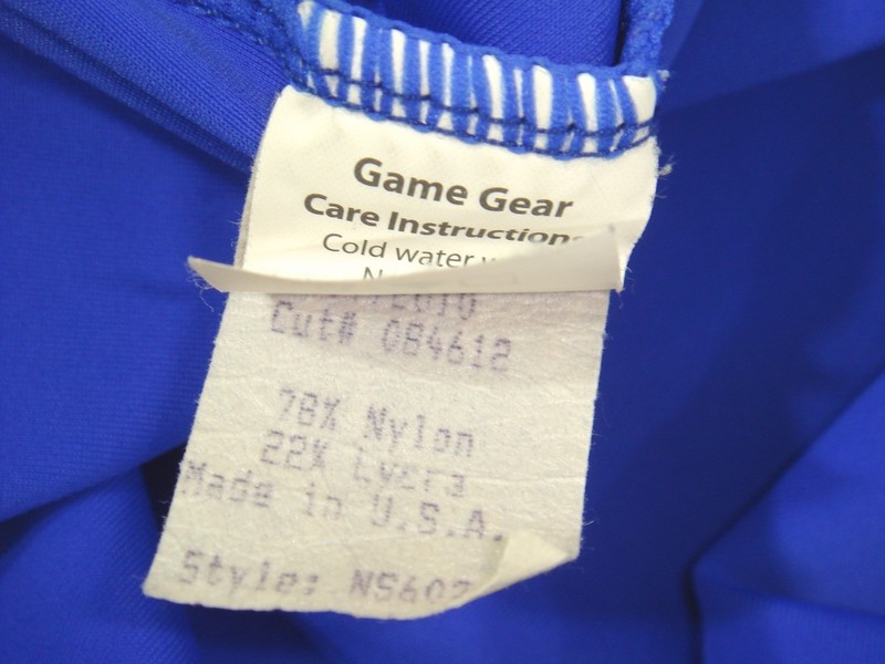 Game Gear Bright Blue VNeck Spandex "NewWave" Slvlss Tee sz S gallery
