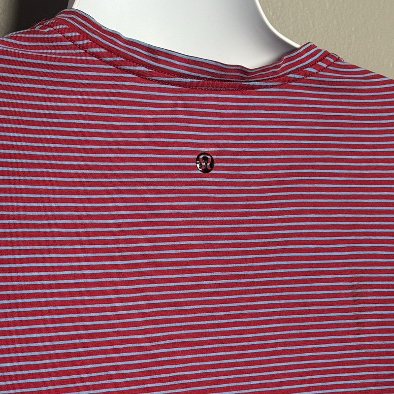 Lululemon Men’s Sz XL 5 Year Basic Long Sleeve Shirt Pocket Red Blue Stripe gallery