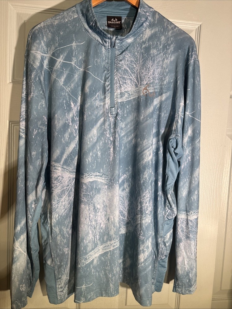 Realtree by Colosseum Men's Camouflage 1/4 Zip Lightweight Pullover Blue Size XL