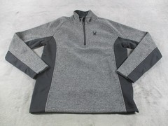Spyder Pullover Mens Large Gray Black Fleece Quarter Zip Sweater Ski Outdoor