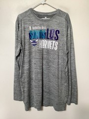 NBA Charlotte Hornets Basketball Long Sleeve Los Hornets Shirt Gray Size XLT