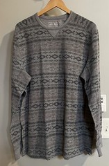 Eddie Bauer Shirt Thermal Aztec Waffle Knit Southwest Crewneck Mens XLT