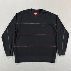 Supreme Long sleeve Multicolor Piping Pique Crewneck Sz M Black 2017