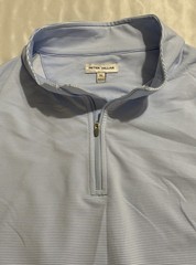 Peter Millar Crown Sport Mens Sz 2XL Golf Pullover 1/4 Zip Lt. Blue Stripes