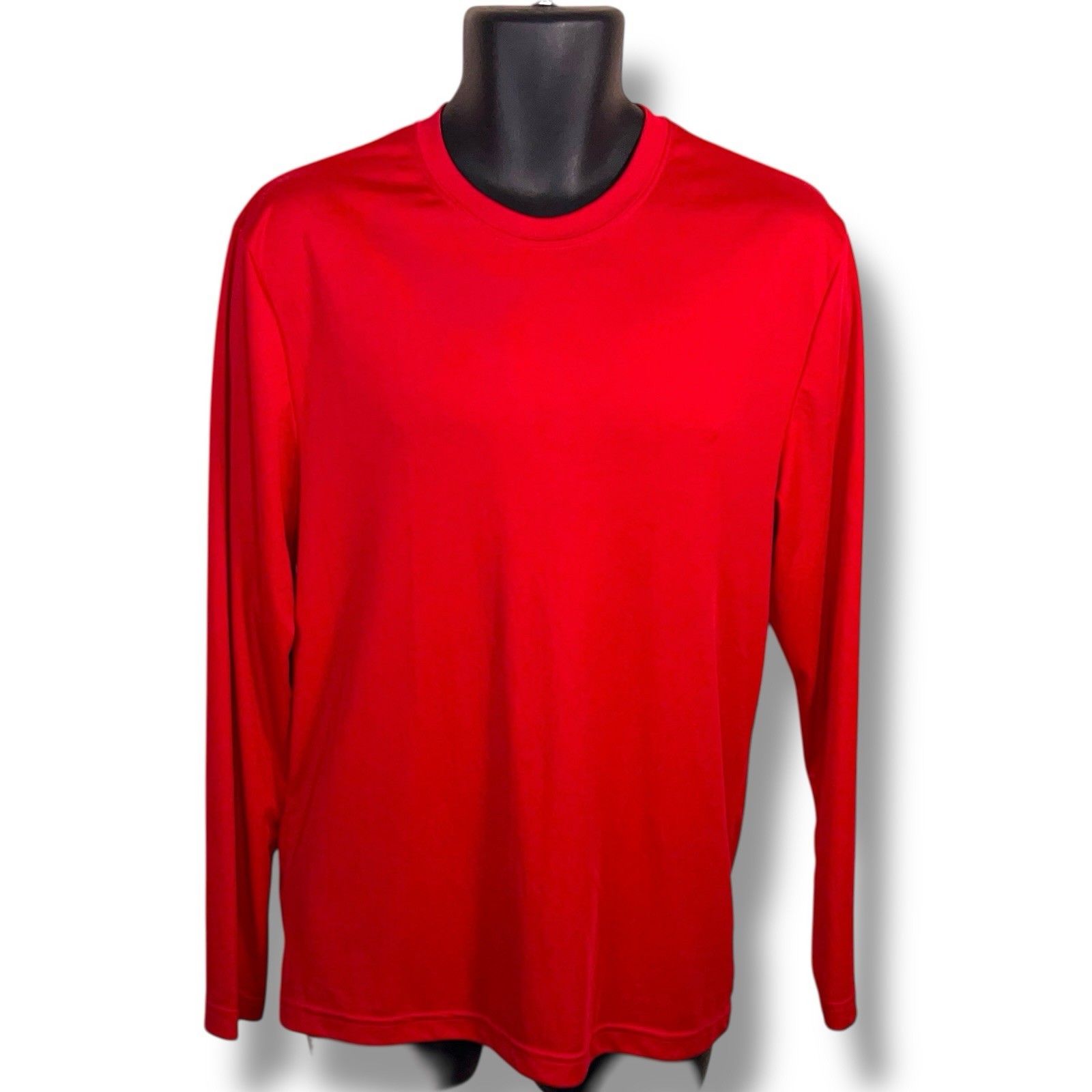 Large Hanes Cool Dri Red Long Sleeve Shirt Mens Breathable Sun Protection gallery