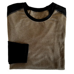 Lululemon Sz. L Surge Warm Crew L/S Shirt Tan Herringbone/Black Sleeves N020611