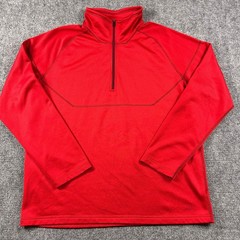 REI Pullover Mens XL Red 1/4 Zip Textured Grid Fleece Hiking Performance Top