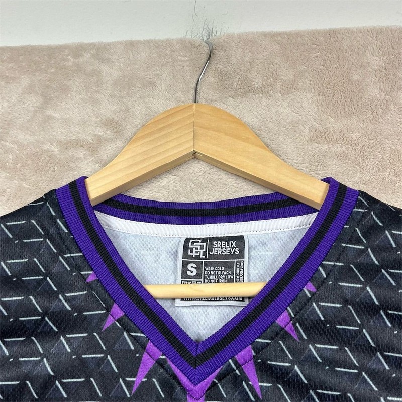 Srelix Men's Sacramento Jersey Black Purple Design Size Small Fox #5 AOP gallery