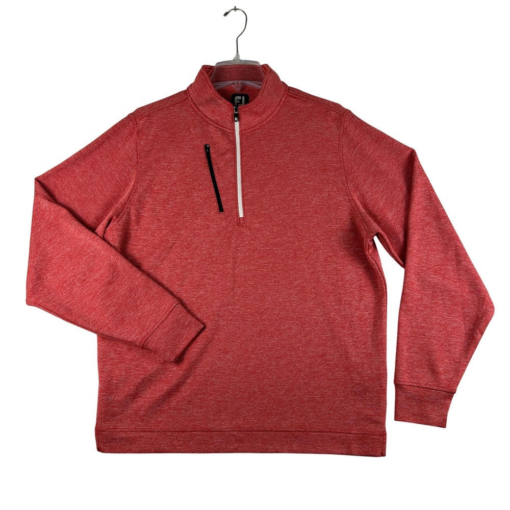 FootJoy Performance Pullover Mens Large Red 1/4 Zip Pocket Long Sleeve Golf